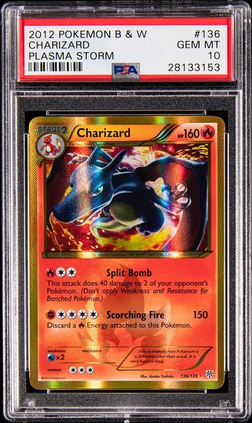 PSA 10 2012 Pokemon Black & White Plasma Storm Charizard #136 card