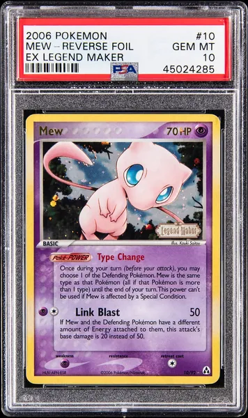 PSA 10 2006 Pokemon EX Legend Maker Mew reverse foil #10 card