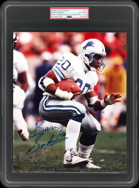 PSA/DNA authenticated 1990 Barry Sanders original photograph